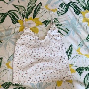 white tank top with pink flowers